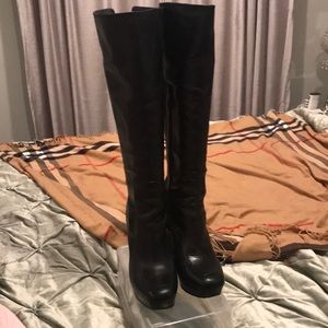 Calvin Klein Platform leather knee high boots